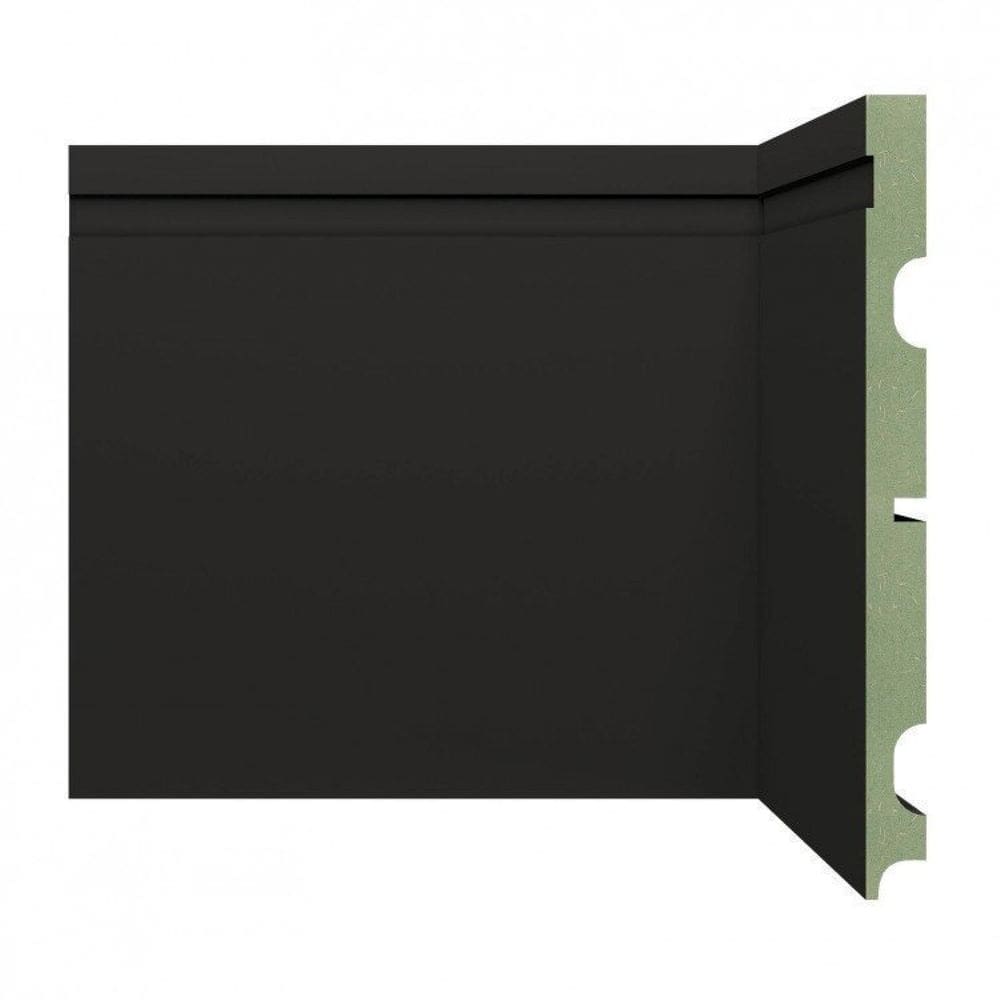 Kit Rodapé de MDF 40 Barras Frisadas 20cm x 2,40m Rende 96 Metros Moldufama Preto