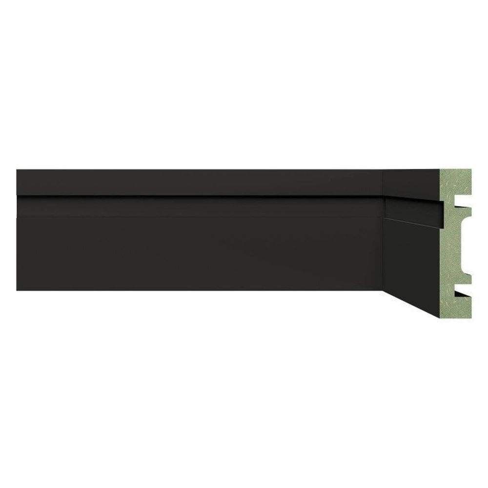 Kit Rodapé de MDF 5 Barras Frisadas de 7cm x 2,40m Rende 12 Metros Moldufama Preto