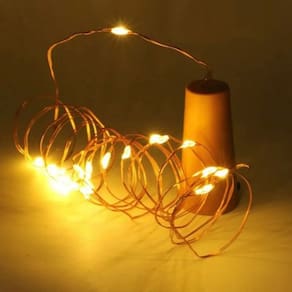 Pisca de LED Rolha P/ Garrafa Fio de Fada 20L 2 Metros Bateria Cores:Branco Quente