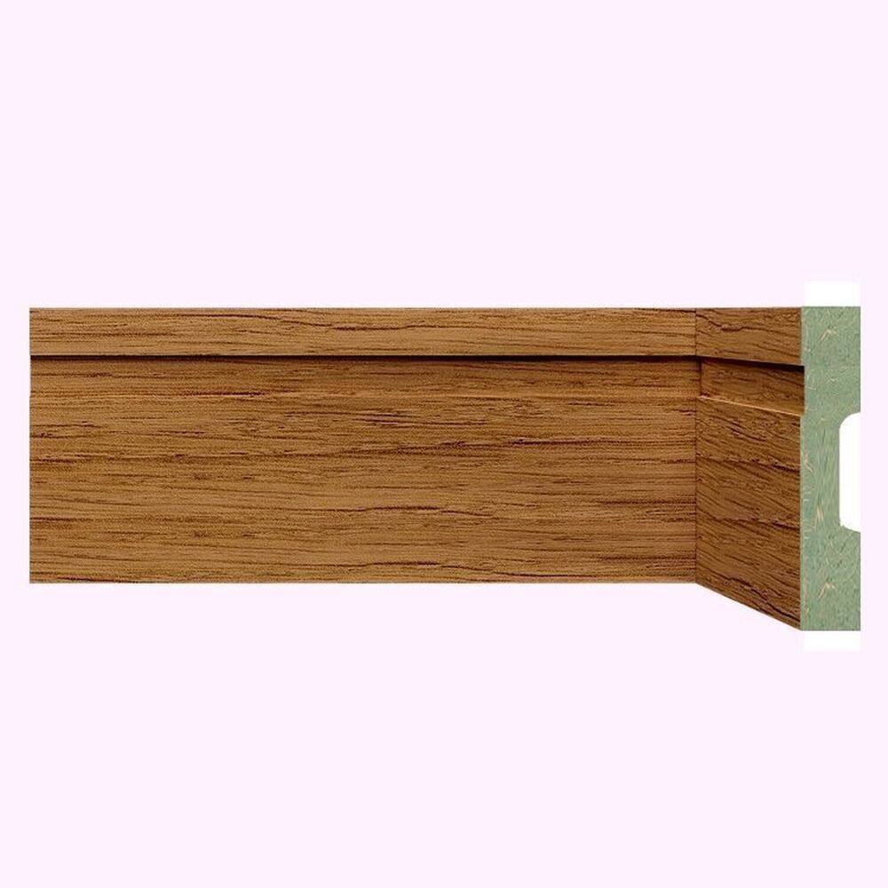 Kit Rodapé de MDF 3 Barras Frisadas de 10cm x 2,40m Rende 7,2 Metros Moldufama Nogueira Málaga