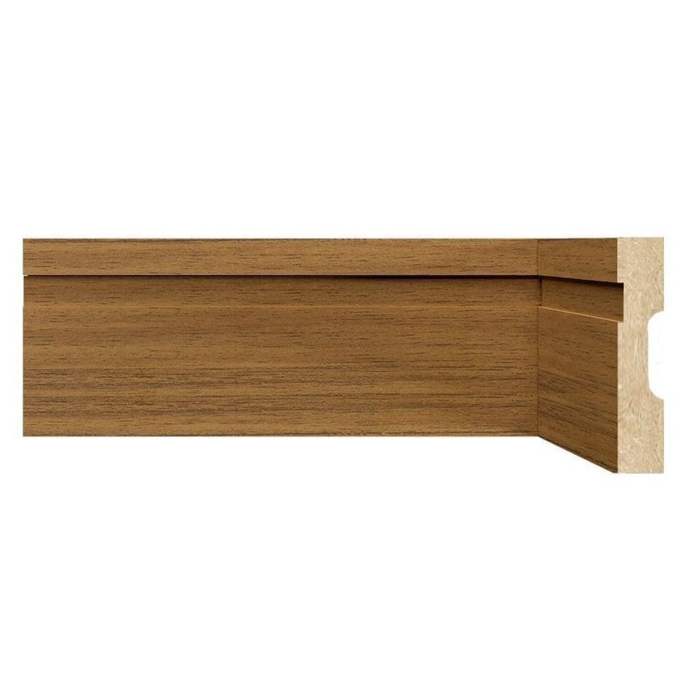 Kit Rodapé de MDF 3 Barras Frisadas de 10cm x 2,40m Rende 7,2 Metros Moldufama Cedro