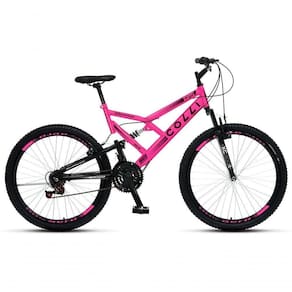 Bicicleta Gps 148 Dupla Suspensão E Freios V-brake, Aro 26 Aero, 36 Raias, 21 Marchas Colli Rosa