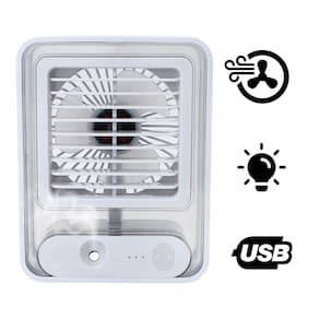 Ventilador Portatil Umidifcador Luminaria USB De Mesa 3 Velocidades Cores:Branco