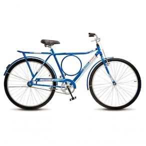 Bicicleta Colli Barra Sport Aro 26 Em Ferro Com Bagageiro E Capa Corrente Azul