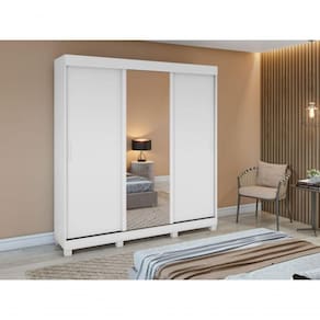 Guarda Roupa Saion 3 Portas Com Pés 1 Porta Glass - Lopas Branco