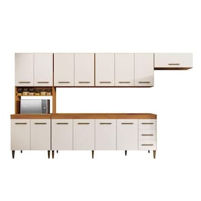 Cozinha Completa 14 Portas 3 Gavetas Atenas Kaiki Moveis Nature-off White