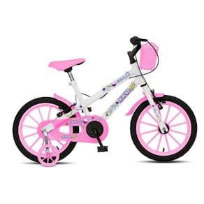 Bicicleta Aurora Fest, Aro 16, Com Freios V-brake, Com Rodas De Apoio, Capa Corrente E Cestinha Branco