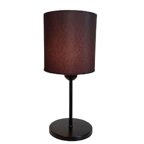 Abajur de Mesa Md-2010 Base Preto Cúpula em Tecido Cilindrica 14x15cm Café - Bivolt