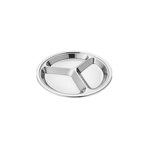 Petisqueira Redonda 3 Divisorias Bandeja Prato Aço Inox