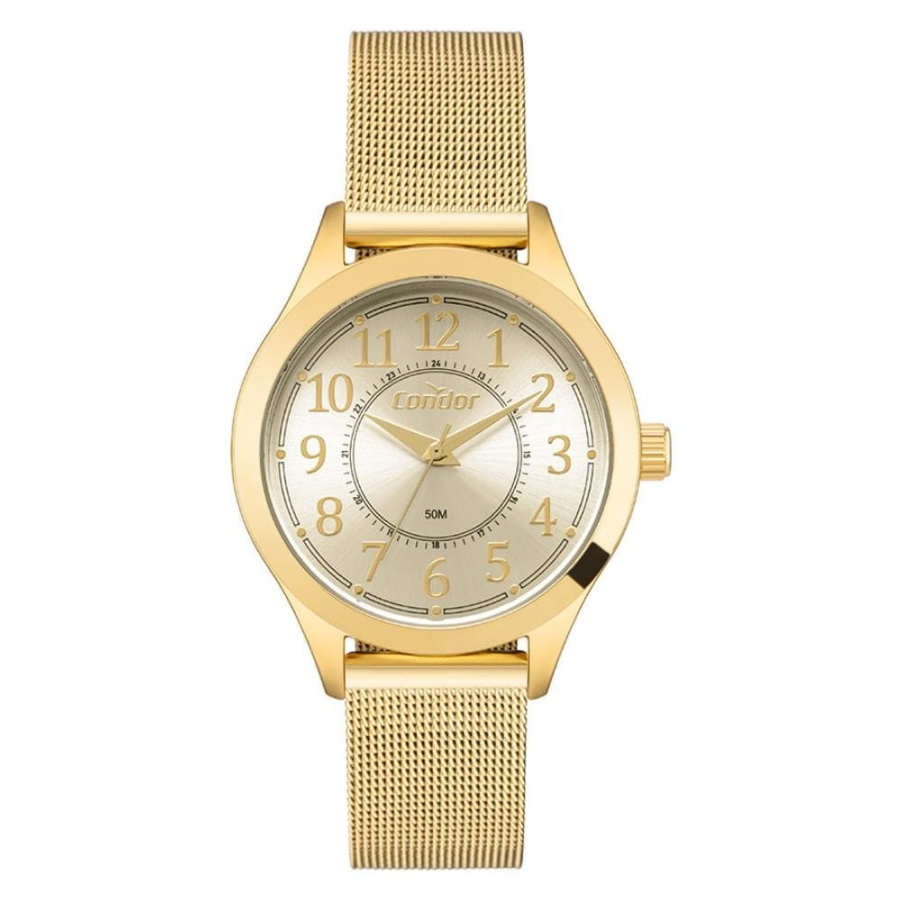 Relógio Condor Feminino Ref: Co2035nii/4x Casual Mesh Dourado