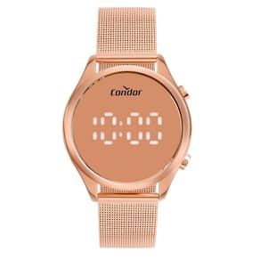 Relógio Condor Feminino Ref: Comd26aad/4j Led Espelhado Mesh Rosé