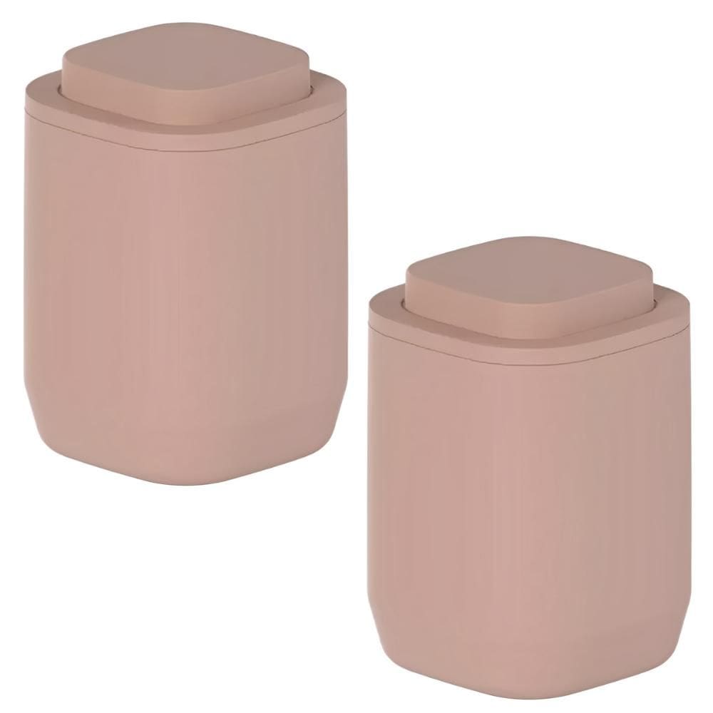 2x Porta Algodão Cotonete Bancada Banheiro Moderno Ou Marrom