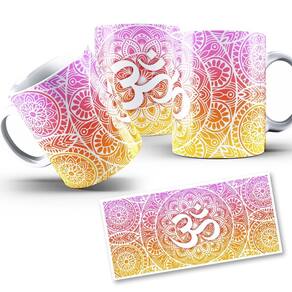 Caneca OM Degradê Laranja Som do Universo Espiritual 325ml