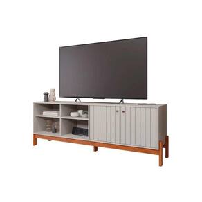 Rack Bancada p/ TV até 60 Pol Holanda 1.8 Ripado c/ 2 Porta e 4 Nichos 185cm Off White/Cinamomo - Permóbili