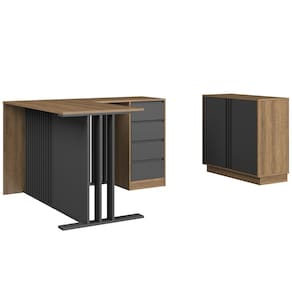 Mesa E Balcao Para Escritorio Office CM8000 Mell Grafite FAEM