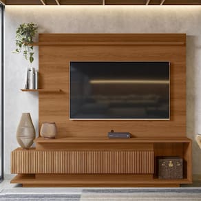 Estante Home para TV até 65 Polegadas Com 2 Portas Efeito Ripado 3d