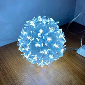 Globo Lampadas Luzes De Led Flor Bola Natal Decoração Tomada Cor:Branco