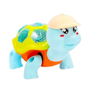 Tartaruga Brinquedo Infantil Dançante Som Luz Crianças Bebe Cor:Azul