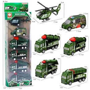 Carrinhos Brinquedo Conjunto 6 Un Miniaturas Helicóptero Cor:Verde Escuro