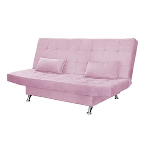 Sofá Cama Casal Com Almofadas 3 Lugares Rivera Suede Rosê