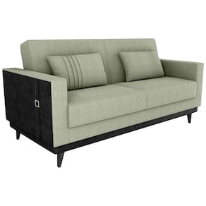 Sofa Cama 2 Lugares 203 cm Boucle Oliva Corino Preto Milani Store