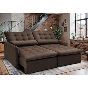 Sofá Sem Caixa Retrátil 1,80m Softgel Celeste Velusoft Café Cama Inbox