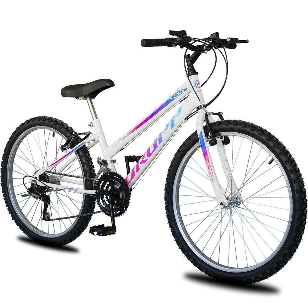 Bicicleta Aro 26 Infantil Feminina 18 Vel Marchas Dropp Sport Freio V-brake - Branco+azul - único Branco+azul