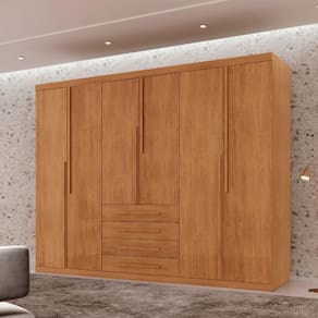Guarda Roupa Casal Matteo mdf 6pts 4gvts Moderna Mobília Naturalle