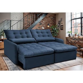 Sofá Sem Caixa Retrátil 1,80m Softgel Celeste Velusoft Azul Cama Inbox