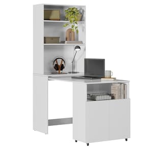 Estante Escrivaninha Para Escritório Home Office Salt Branco Z06 - Mpozenato