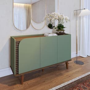 Buffet Aparador Com 3 Portas 136x79cm Jurerê Colibri Hortelã/amêndoa