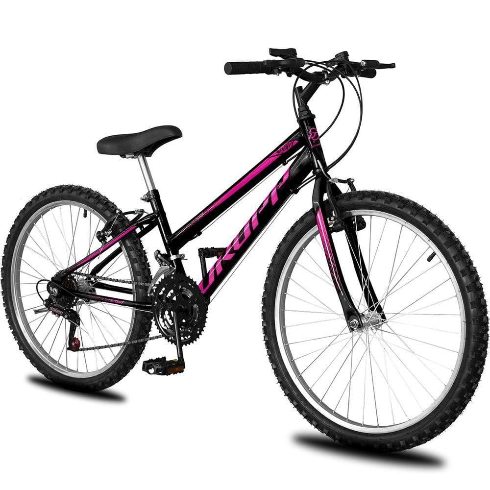 Bicicleta Aro 26 Infantil Feminina 18 Vel Marchas Dropp Sport Freio V-brake - Preto+rosa - único Preto+rosa