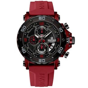 Relógio Masculino De Quartzo Esportivo Pulseira De Silicone Impermeavel Vermelho