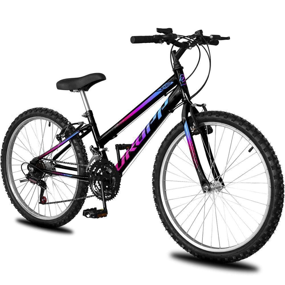 Bicicleta Aro 26 Infantil Feminina 18 Vel Marchas Dropp Sport Freio V-brake - Preto+azul - único Preto+azul