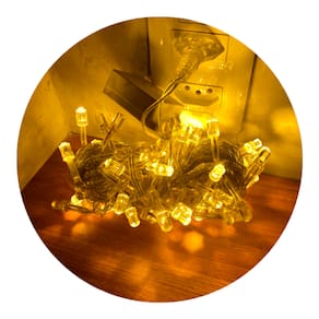 Cordão Com 100 Lampadas Super Led Pisca Pisca 10 Metros 8 Funções Fio Crystal Cor:Branco Quente