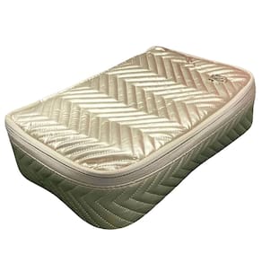 Bolsa Necessaire Estilo Matelassê Chevron Metálico Cor:Dourado