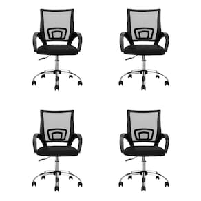 Conjunto 4 Cadeiras Escritório Office Arco Mesh Pret Conthey