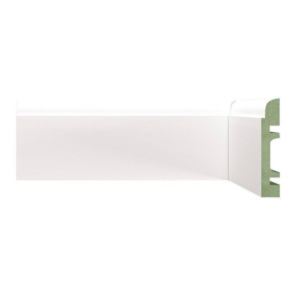 Kit Rodapé de MDF 3 Barras Lisas de 8cm x 2,40m Rende 7,2 Metros Moldufama Branco