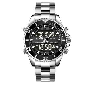 Relógio Masculino Skmei Anadigi 1850 Prata E Preto