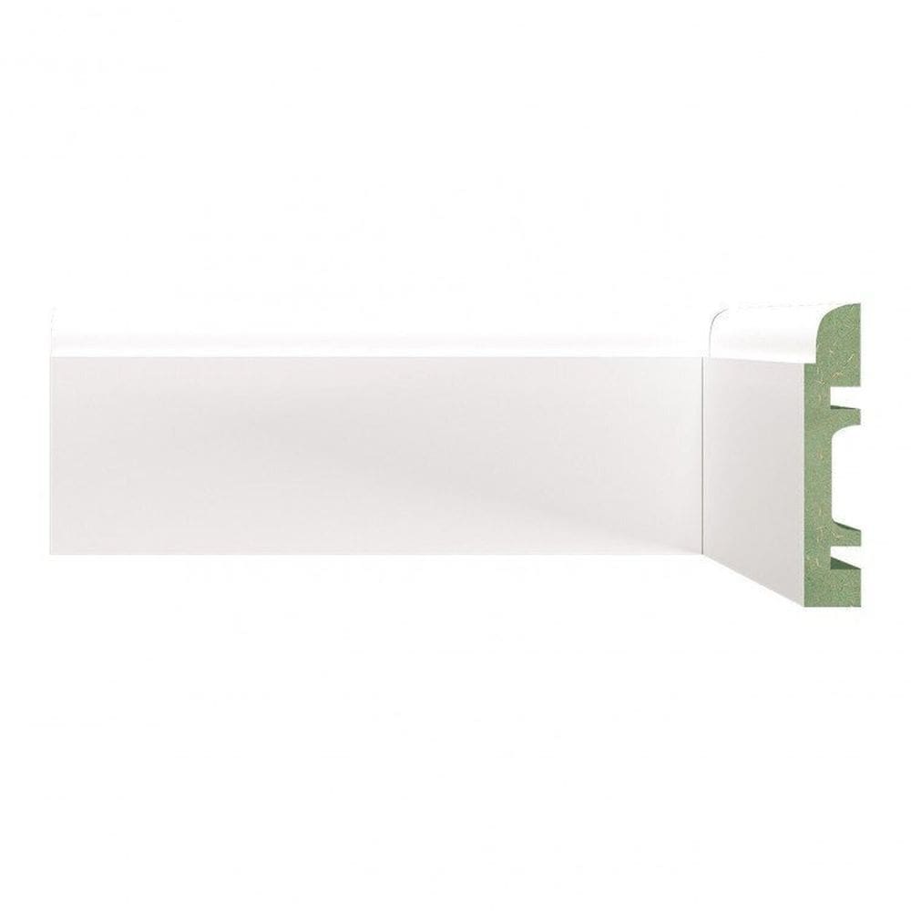 Kit Rodapé de MDF 5 Barras Lisas de 8cm x 2,40m Rende 12 Metros Moldufama Branco