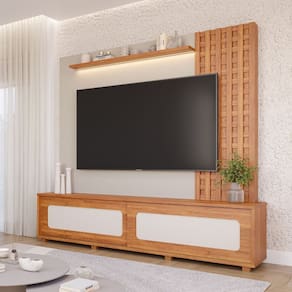 Estante Home para Tv 85 Polegadas 100% Mdf Marrocos Cinamomo/ Off White
