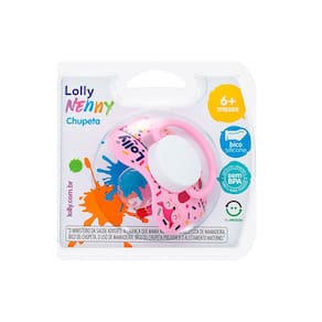 Chupeta Lolly Nenny Rosa 2 Bico de Silicone +6 Meses