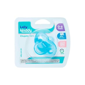 Chupeta Lolly Kinddy Silicone 0-6 Meses Azul 1 Unidade