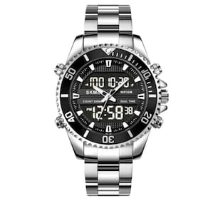 Relógio Masculino Skmei Anadigi 1850 Prata E Preto