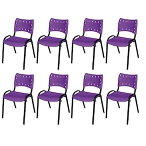 Cadeira Iso Base Preto Igreja, Escola, Escritório - Violeta Kit 8 Peças