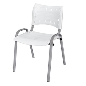 Cadeira Iso Base Cinza, Igreja, Escola, Escritório - Branco Kit 1 Peça