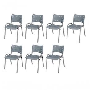Cadeira Iso Base Cinza, Igreja, Escola, Escritório -cinza Kit 7 Peças