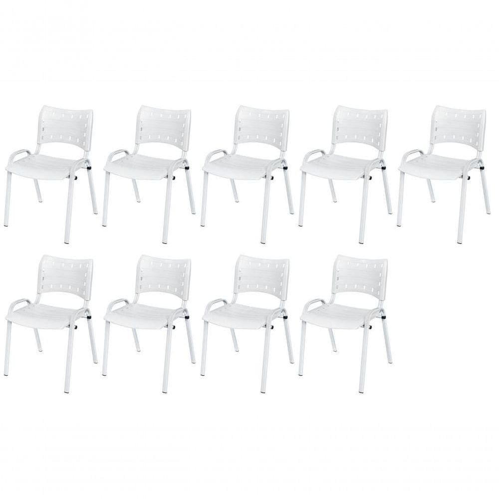 Cadeira Iso Base Branco Igreja, Escola, Escritório - Branco Kit 9 Peças