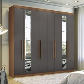 Guarda Roupa 8 Portas E 4 Gavetas Com Espelhos Master New Santos Andi Jatoba/grafitte