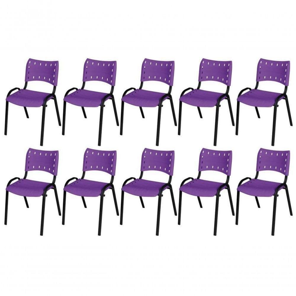 Cadeira Iso Base Preto Igreja, Escola, Escritório - Violeta Kit 10 Peças